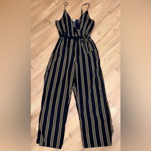 Navy striped romper medium
